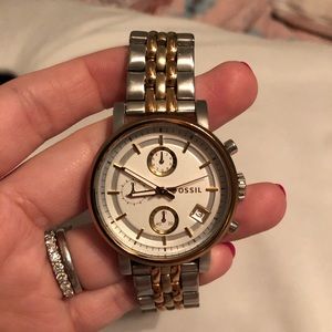 Fossil watch. Silver, gold & rose gold